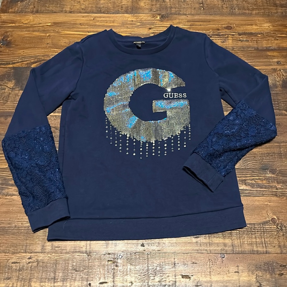 GUESS Big Girls Embroidered Sequin Logo Sweatshirt